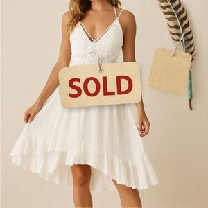 Free People White Sleeveless Spaghetti Strap Sundress